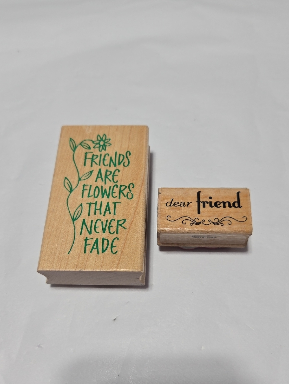 Lot 14- Wooden Friend Sentiment Stamp Set - Green Typography